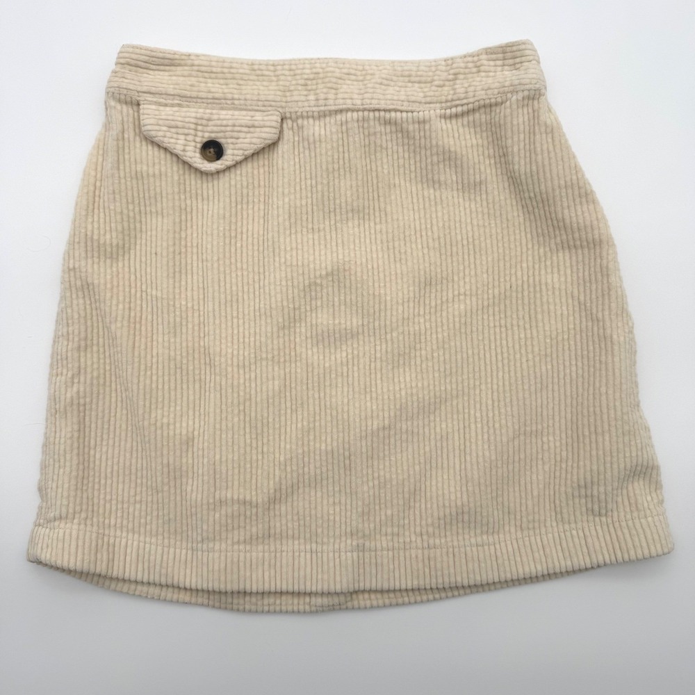 Urban Outfitters Cream Corduroy Mini Skirt Off White A-Line Size XS
